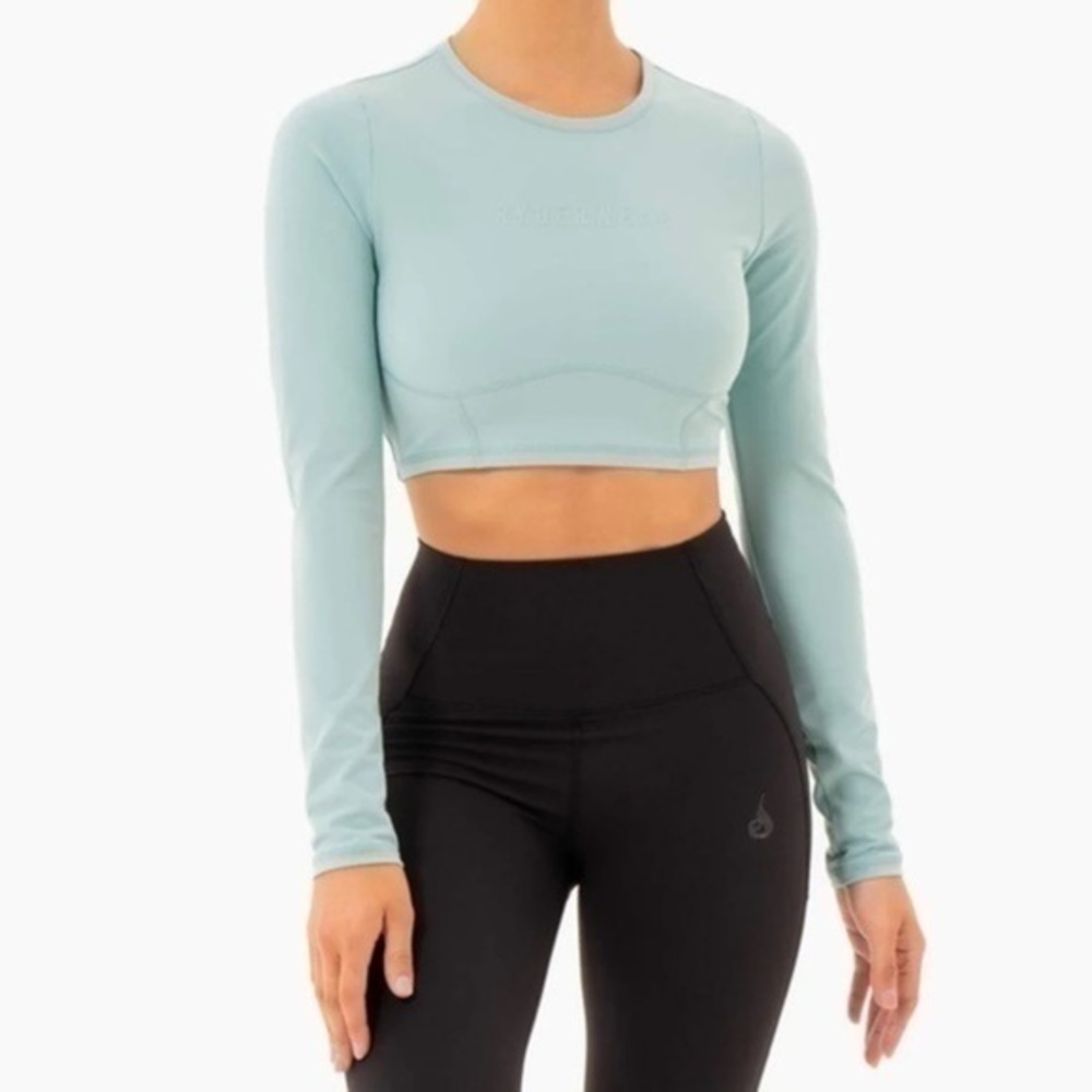 NWT RYDERWEAR Sola Long Sleeve Top Seafoam Blue